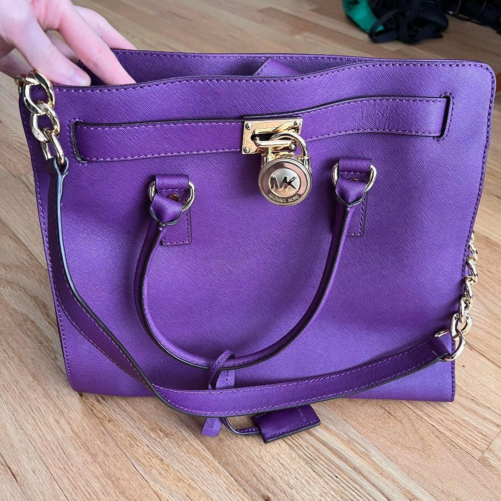 Michael Kors Large Hamilton Satchel/Bag - New Women | Color: Purple |